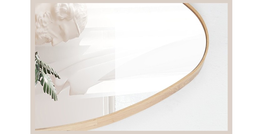 Miroir asymétrique NARA – 50x80 cm – Finition chêne vieilli – MDF décor bois – Design organique et moderne