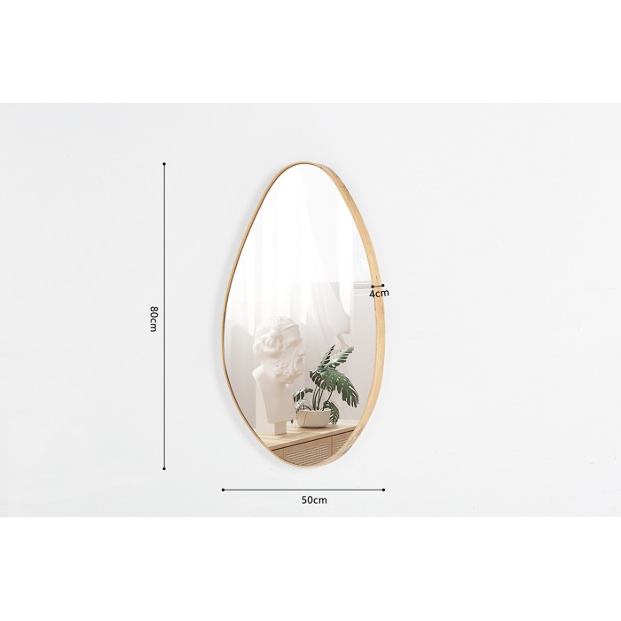 Miroir asymétrico NARA – 50x80 cm – Finitura rovere invecchiato – MDF decorativo in legno – Design organico e moderno