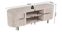 Mueble para TV VAGOS – Color roble claro – Mueble para TV redondeado – 2 puertas & 2 nichos – 160 cm – Diseño moderno