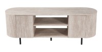 Mueble para TV VAGOS – Color roble claro – Mueble para TV redondeado – 2 puertas & 2 nichos – 160 cm – Diseño moderno