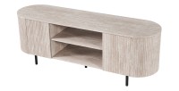 Mueble para TV VAGOS – Color roble claro – Mueble para TV redondeado – 2 puertas & 2 nichos – 160 cm – Diseño moderno