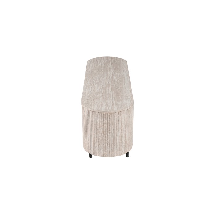 Mobile TV VAGOS - Colore rovere chiaro - Mobile TV arrotondato - 2 porte & 2 nicchie - 160 cm - Design moderno