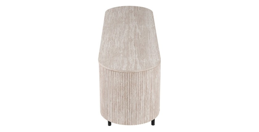 Mueble para TV VAGOS – Color roble claro – Mueble para TV redondeado – 2 puertas &amp; 2 nichos – 160 cm – Diseño moderno