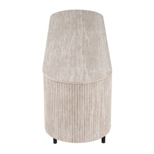 Mueble para TV VAGOS – Color roble claro – Mueble para TV redondeado – 2 puertas &amp; 2 nichos – 160 cm – Diseño moderno