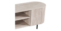 Mueble para TV VAGOS – Color roble claro – Mueble para TV redondeado – 2 puertas & 2 nichos – 160 cm – Diseño moderno