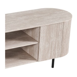 Meuble TV VAGOS – Coloris chêne clair – Meuble TV arrondi – 2 portes & 2 niches – 160 cm – Design moderne