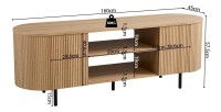 Mobile TV VAGOS – Colore rovere naturale – 2 porte & 2 vani – 160 cm – Mobile TV arrotondato design e funzionale