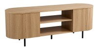Meuble TV VAGOS – Coloris chêne naturel – 2 portes & 2 niches – 160 cm – Meuble TV arrondi design et fonctionnel