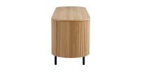 Meuble TV VAGOS – Coloris chêne naturel – 2 portes & 2 niches – 160 cm – Meuble TV arrondi design et fonctionnel