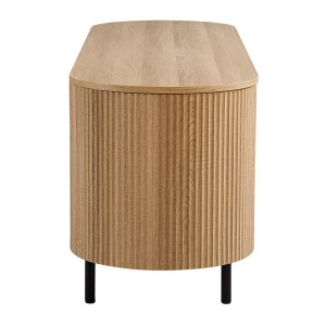 Meuble TV VAGOS – Coloris chêne naturel – 2 portes & 2 niches – 160 cm – Meuble TV arrondi design et fonctionnel