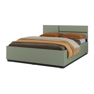 Lit coffre HAVANA 180x200 cm – Coloris vert sauge et noir – Lit moderne avec rangement intégré