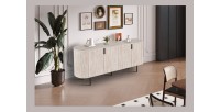 Buffet VAGOS – Coloris chêne clair – 4 portes – 200 cm – Grand bahut moderne – Rangement pratique