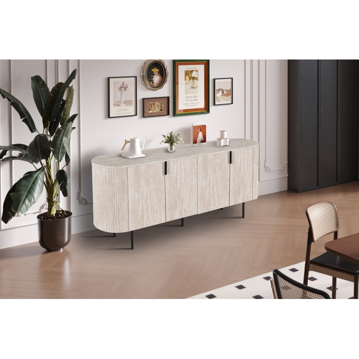 Buffet VAGOS – Kleur licht eiken – 4 deuren – 200 cm – Grote moderne buffetkast – Praktische opbergruimte
