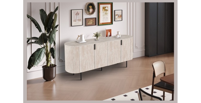 Buffet VAGOS – Licht eikenkleur – 4 deuren – 200 cm – Groot modern dressoir – Praktische opbergruimte
