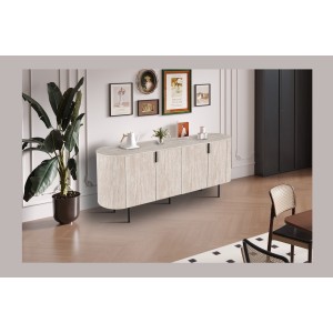 Buffet VAGOS – Licht eikenkleur – 4 deuren – 200 cm – Groot modern dressoir – Praktische opbergruimte