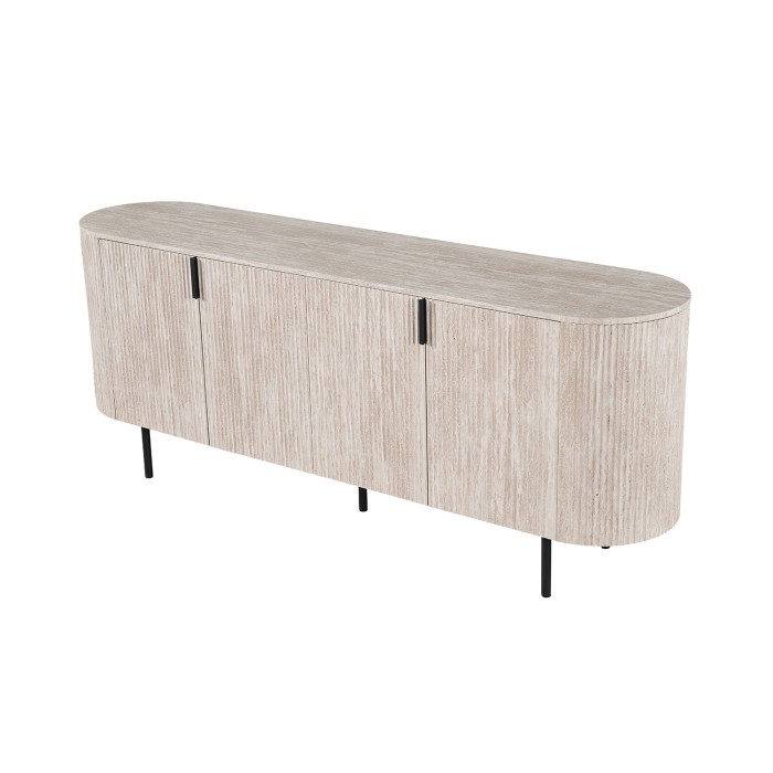 Buffet VAGOS – Coloris rovere chiaro – 4 porte – 200 cm – Grande credenza moderna – Pratico contenitore
