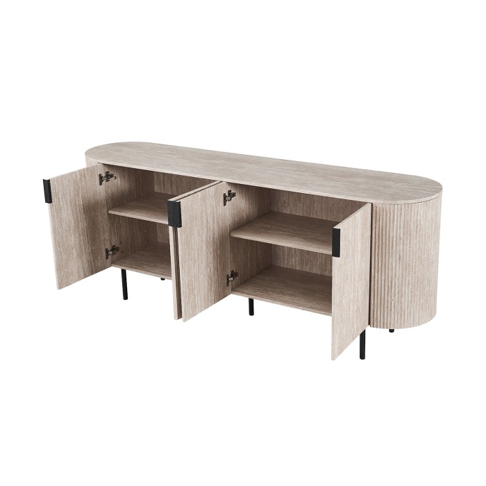 Buffet VAGOS – Kleur licht eiken – 4 deuren – 200 cm – Grote moderne buffetkast – Praktische opbergruimte