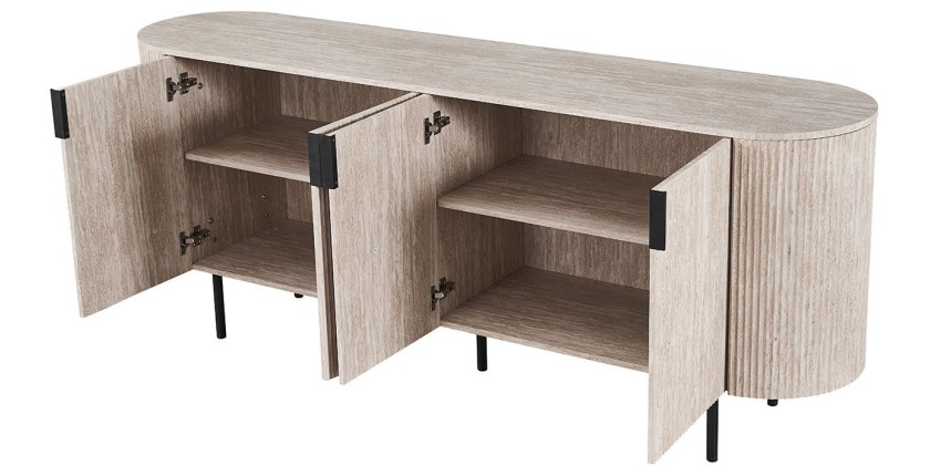 Buffet VAGOS – Coloris chêne clair – 4 portes – 200 cm – Grand bahut moderne – Rangement pratique