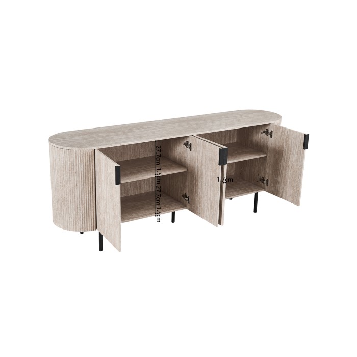 Buffet VAGOS – Coloris chêne clair – 4 portes – 200 cm – Grand bahut moderne – Rangement pratique