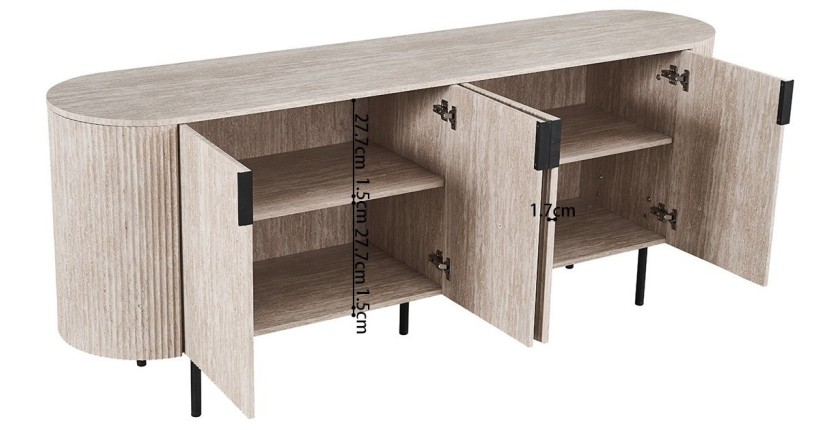 Buffet VAGOS – Coloris chêne clair – 4 portes – 200 cm – Grand bahut moderne – Rangement pratique