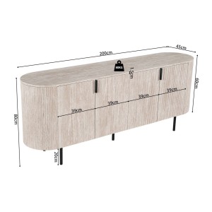 Buffet VAGOS – Licht eikenkleur – 4 deuren – 200 cm – Groot modern dressoir – Praktische opbergruimte