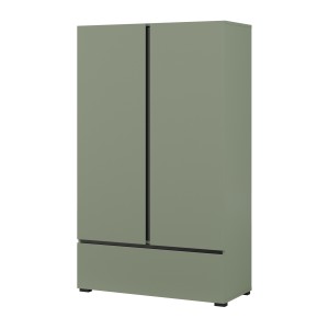 Armoire de rangement HAVANA – 2 portes 1 tiroir – Coloris vert sauge et noir – Design moderne et compact