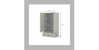 Armoire de rangement HAVANA – 2 portes 1 tiroir – Coloris vert sauge et noir – Design moderne et compact
