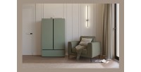 Armario de almacenamiento HAVANA - 2 puertas 1 cajón - Color verde salvia y negro - Diseño moderno y compacto