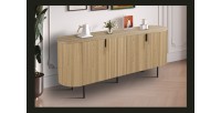 Buffet VAGOS – Coloris chêne naturel – 4 portes – 200 cm – Grand bahut moderne – Rangement spacieux