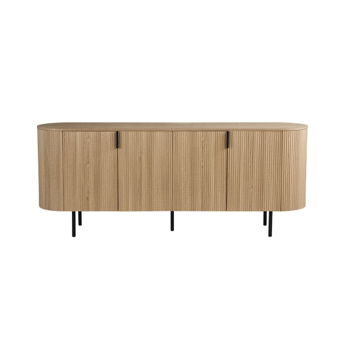 Buffet VAGOS – Coloris rovere naturale – 4 porte – 200 cm – Grande credenza moderna – Ampio spazio di conservazione