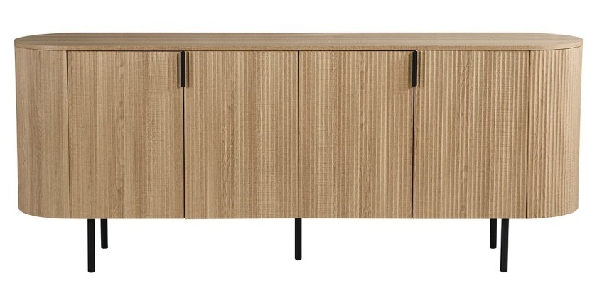 Buffet VAGOS – Coloris chêne naturel – 4 portes – 200 cm – Grand bahut moderne – Rangement spacieux