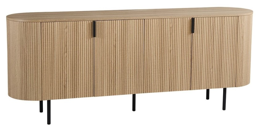 Buffet VAGOS – Coloris chêne naturel – 4 portes – 200 cm – Grand bahut moderne – Rangement spacieux