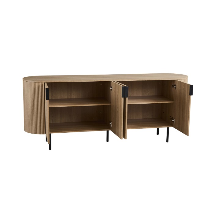 Buffet VAGOS – Coloris rovere naturale – 4 porte – 200 cm – Grande credenza moderna – Ampio spazio di conservazione