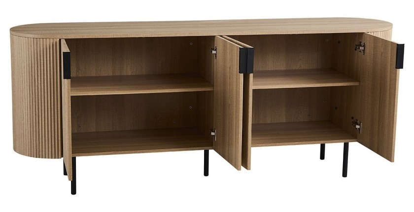 Buffet VAGOS – Coloris chêne naturel – 4 portes – 200 cm – Grand bahut moderne – Rangement spacieux