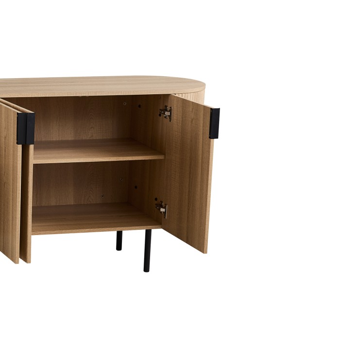 Buffet VAGOS – Color roble natural – 4 puertas – 200 cm – Gran aparador moderno – Almacenamiento espacioso