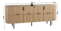 Buffet VAGOS – Coloris chêne naturel – 4 portes – 200 cm – Grand bahut moderne – Rangement spacieux