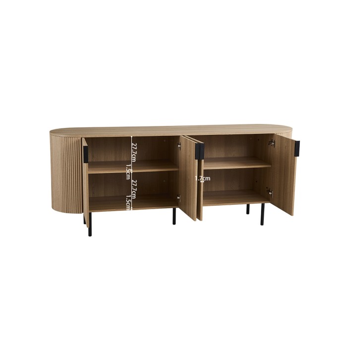 Buffet VAGOS – Coloris rovere naturale – 4 porte – 200 cm – Grande credenza moderna – Ampio spazio di conservazione