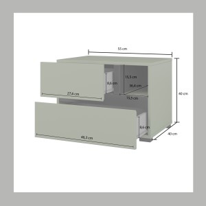 Komplettes Schlafzimmer HAVANA – Farbe Salbeigrün und Schwarz – Schrank, Bett 180x200, Kommode und Nachttische – Design- und Fun