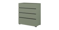 Chambre complète design collection HAVANA coloris vert sauge et noir – Lit coffre 180x200, armoire, commode et chevets.