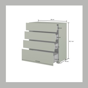 Chambre complète design collection HAVANA coloris vert sauge et noir – Lit coffre 180x200, armoire, commode et chevets.