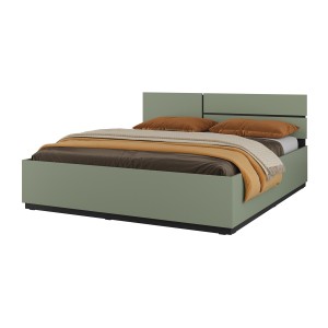 Lit HAVANA 160x200 avec sommier – Coloris vert sauge et noir – Design moderne et structure robuste