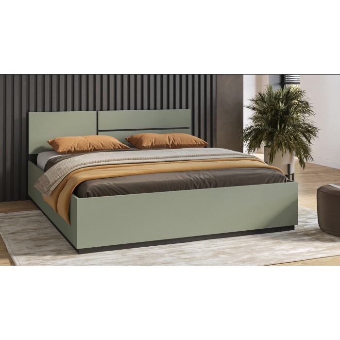 Lit HAVANA 180x200 vert sauge et noir avec sommier – Confort XL et style moderne pour votre chambre