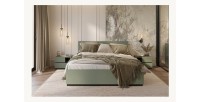 Lit HAVANA 160x200 avec sommier – Coloris vert sauge et noir – Design moderne et structure robuste