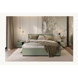 Bett HAVANA 180x200 salbeigrün und schwarz mit Lattenrost – XL Komfort und moderner Stil für Ihr Schlafzimmer