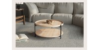 Table basse NORWYN – Coloris chêne vieilli – Table basse ronde Ø80 cm – MDF – Design original 