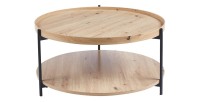 Table basse NORWYN – Coloris chêne vieilli – Table basse ronde Ø80 cm – MDF – Design original
