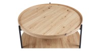 Table basse NORWYN – Coloris chêne vieilli – Table basse ronde Ø80 cm – MDF – Design original 