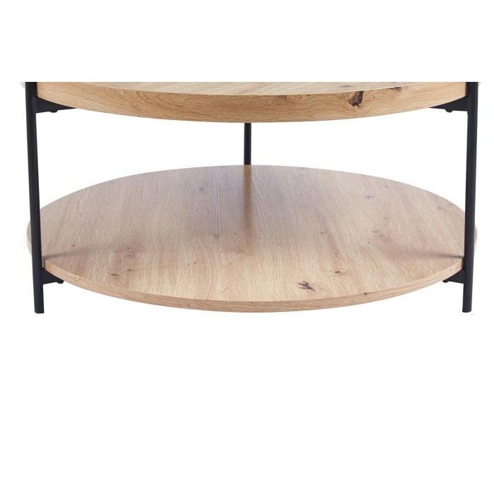 Table basse NORWYN – Coloris chêne vieilli – Table basse ronde Ø80 cm – MDF – Design original 