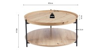 Table basse NORWYN – Coloris chêne vieilli – Table basse ronde Ø80 cm – MDF – Design original 