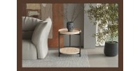 Table basse NORWYN – Coloris chêne vieilli – Table basse ronde Ø45 cm – MDF – Design compact et original 